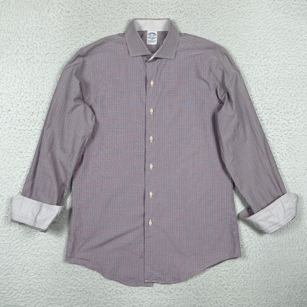 Brooks Brothers Shirt Mens 15.5 34 Red Blue Slim Fit Egyptian Cotton Preppy Ivy